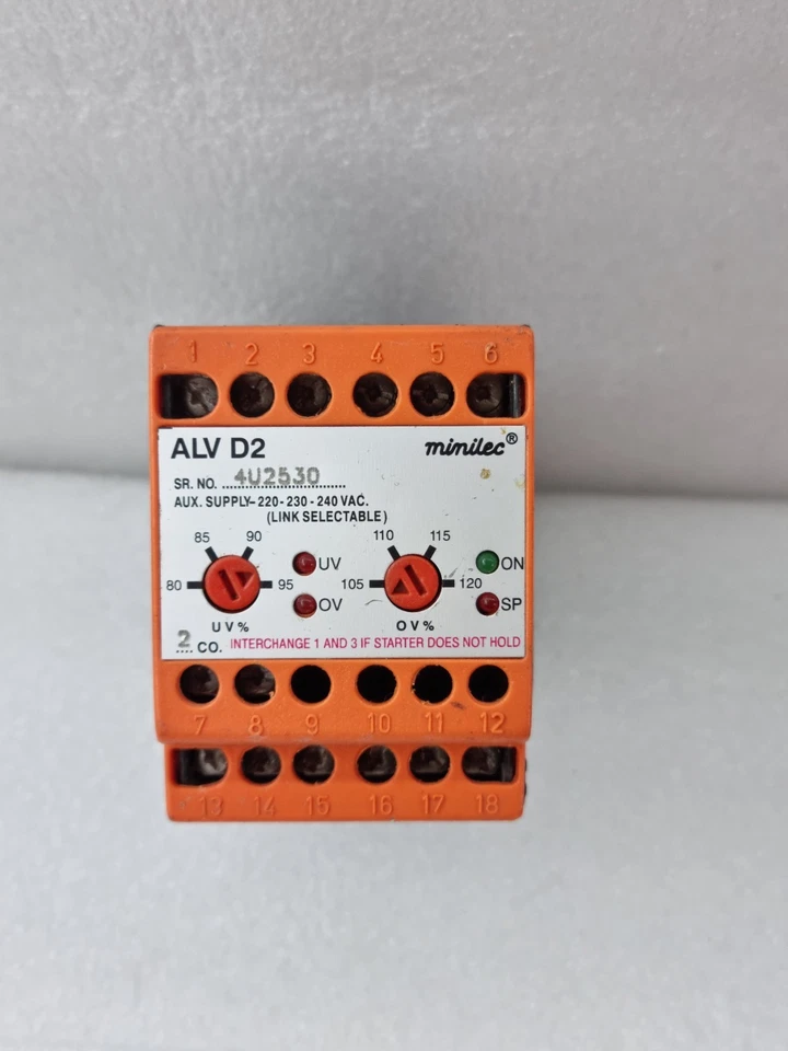 MINILEC ALV D2 PHASE FAILURE RELAY 220-230-240VAC